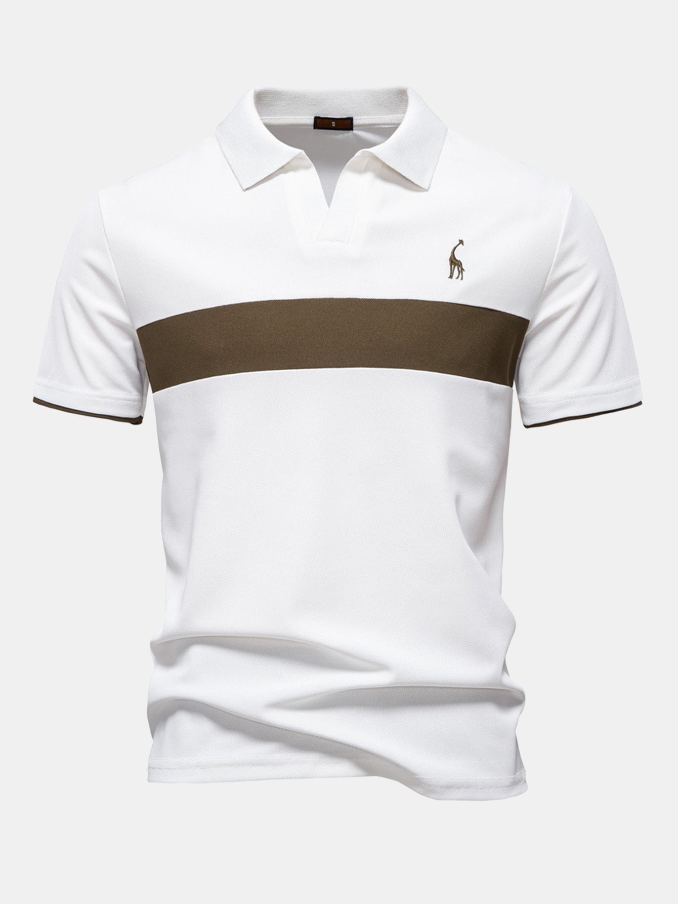 V-Neck Polo Shirt with Contrast Pique Design