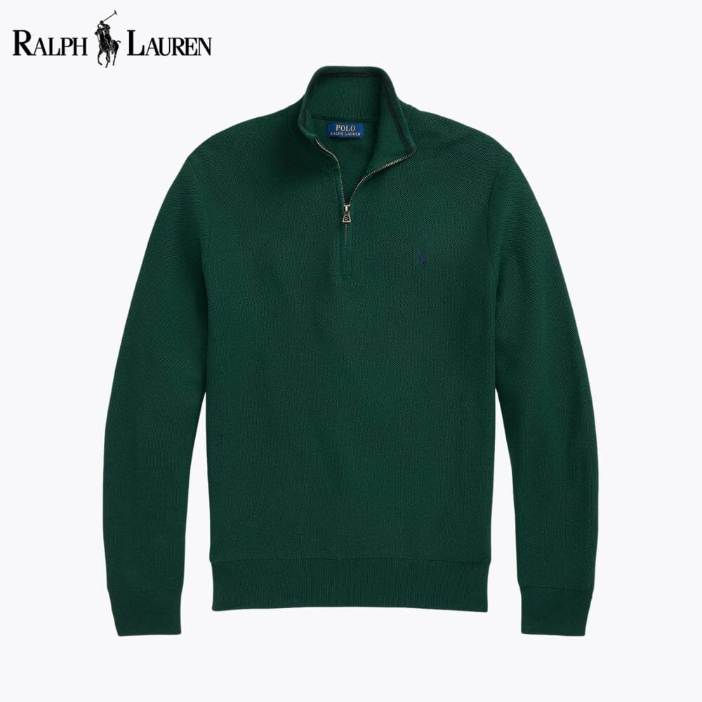 RL - Mesh-Knit Cotton Quarter-Zip Sweater