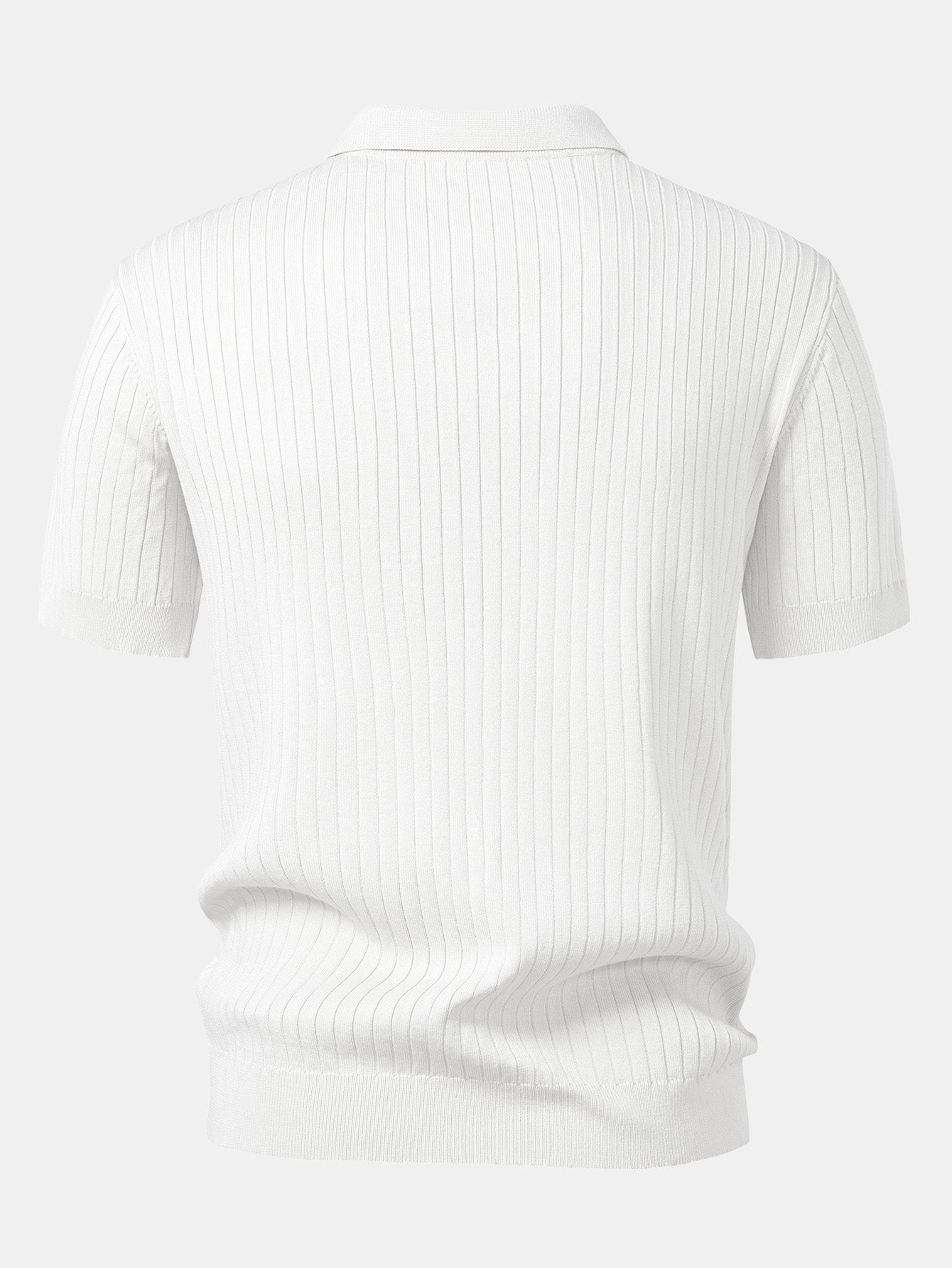 Striped V-Neck Knit Polo