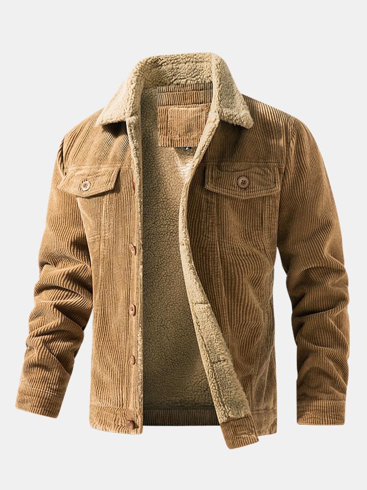 Teddy-Fleece Lined Cotton Corduroy Jacket
