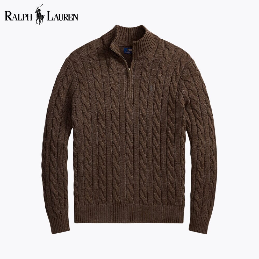 RL - Chunky Cable-Knit Cotton Quarter-Zip Sweater