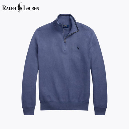 RL - Mesh-Knit Cotton Quarter-Zip Sweater
