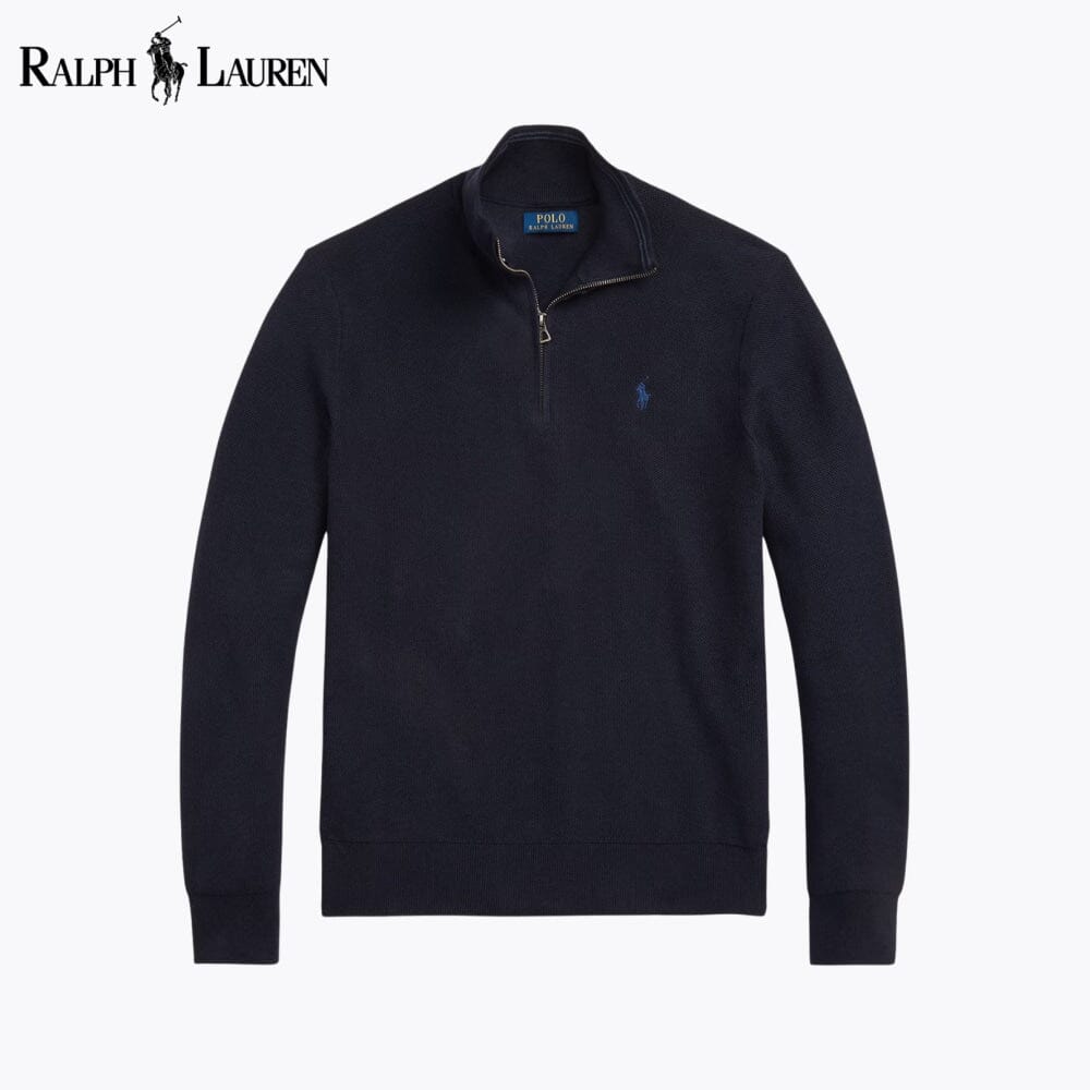 RL - Mesh-Knit Cotton Quarter-Zip Sweater