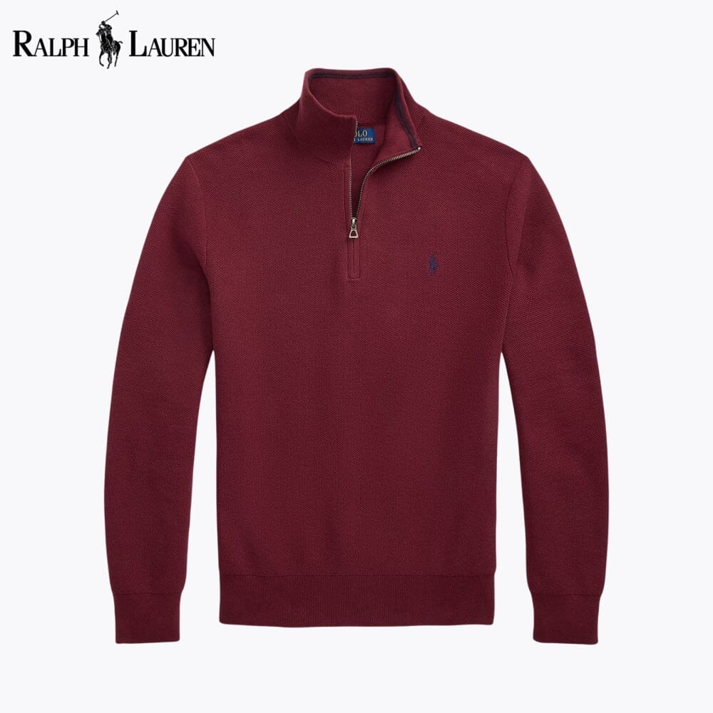 RL - Mesh-Knit Cotton Quarter-Zip Sweater