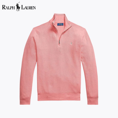RL - Mesh-Knit Cotton Quarter-Zip Sweater