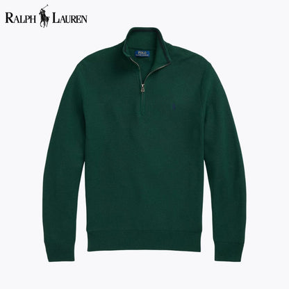 RL - Mesh-Knit Cotton Quarter-Zip Sweater